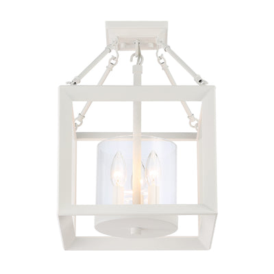 Golden Lighting Smyth 3-light 17"H Semi-Flush Mount in Natural White and Clear Glass - - Golden Lighting