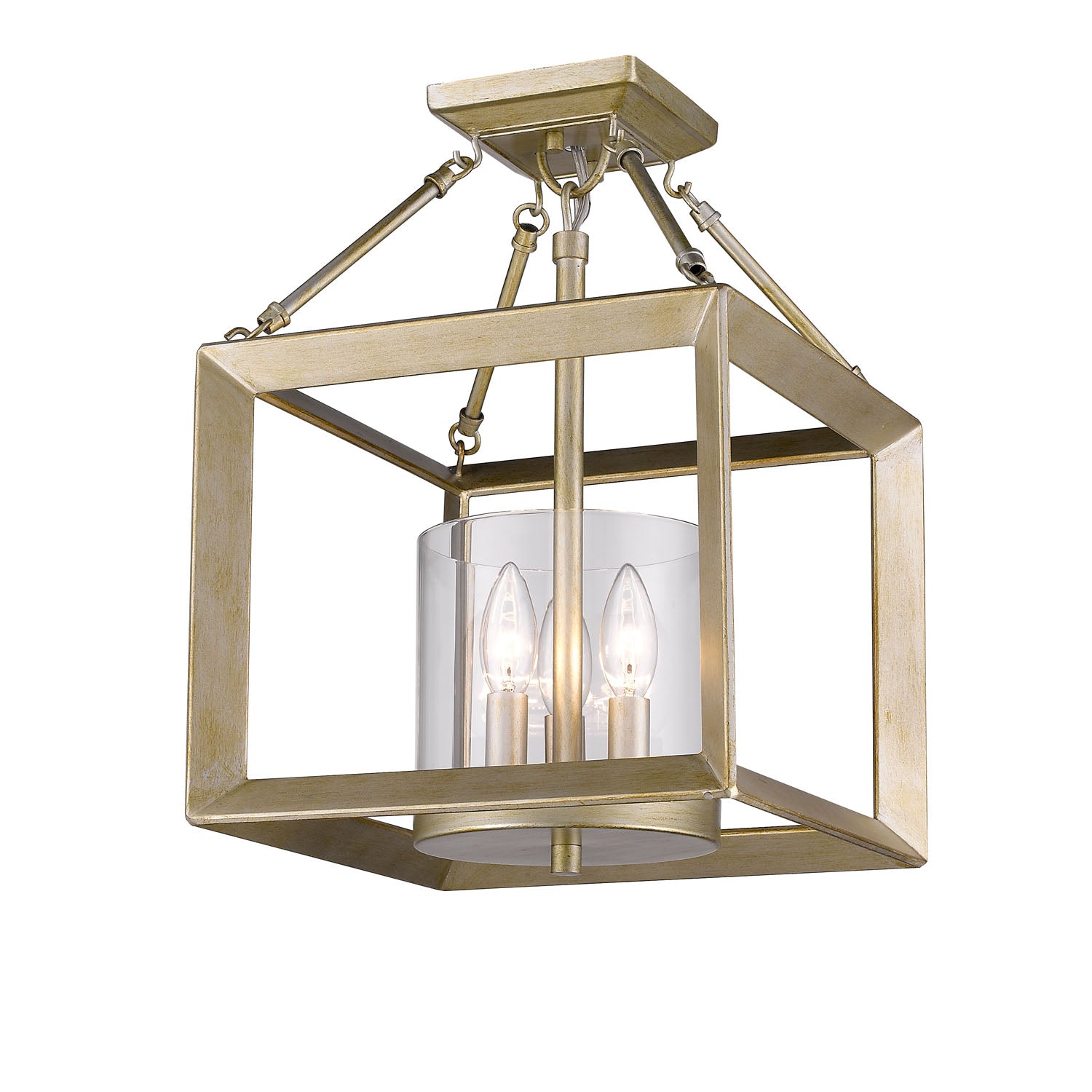 Smyth Convertible Semi-Flush in White Gold with Clear Glass - - Golden Lighting