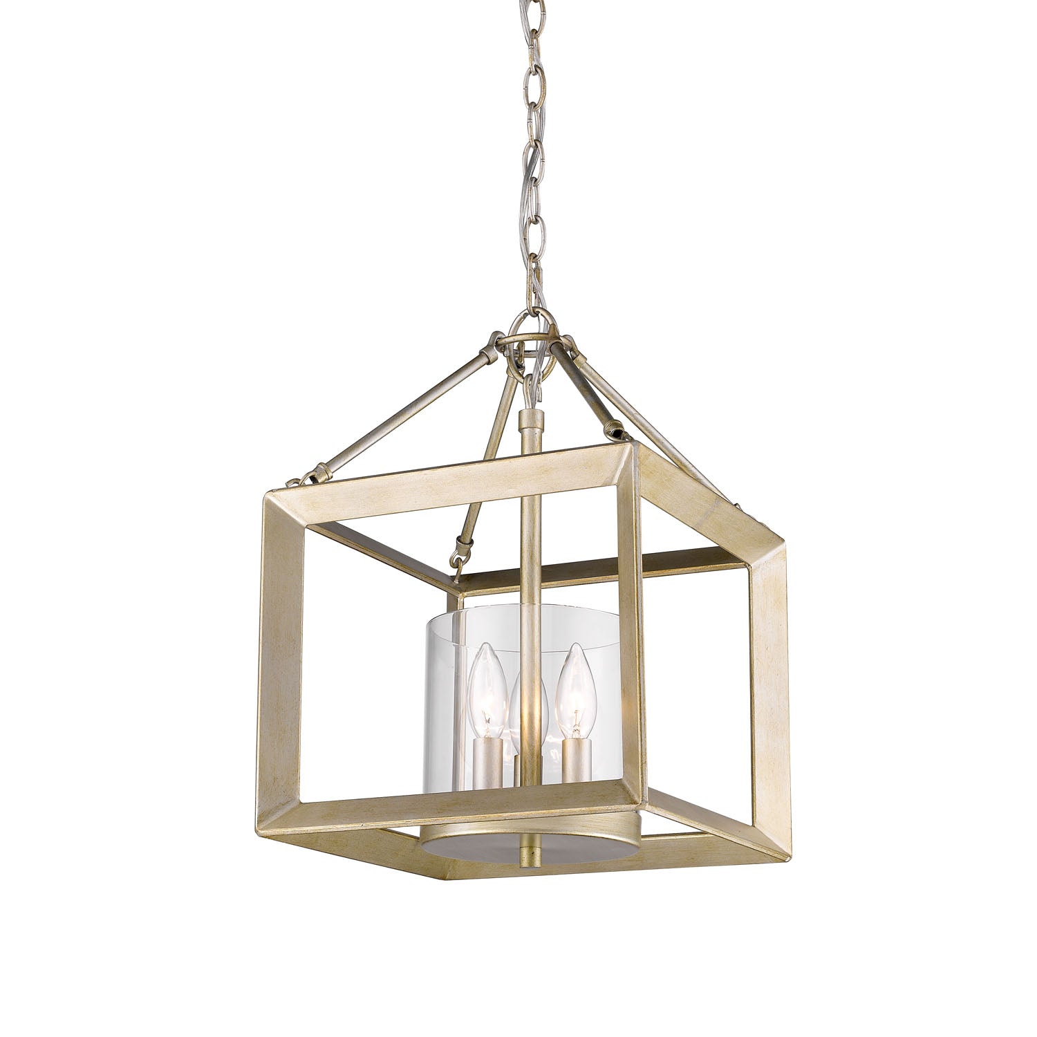 Smyth Convertible Semi-Flush in White Gold with Clear Glass - White Gold / Clear Glass / Clear - Golden Lighting