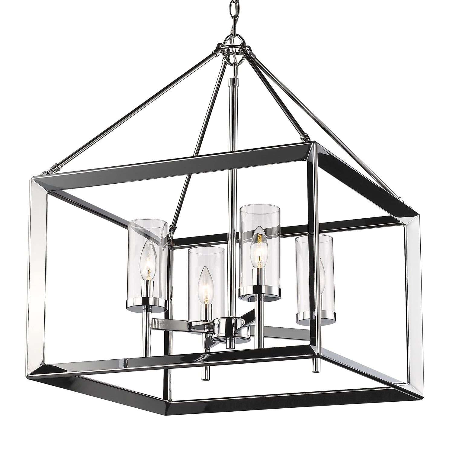 Smyth 4 Light Chandelier in Chrome with Clear Glass - Chrome / Clear Glass / Clear - Golden Lighting