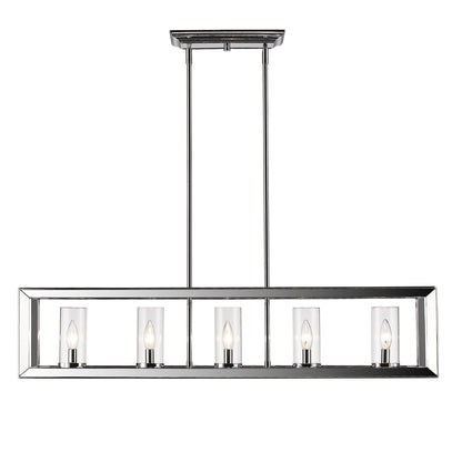 Smyth 5 Light Linear Pendant in Chrome with Clear Glass - - Golden Lighting