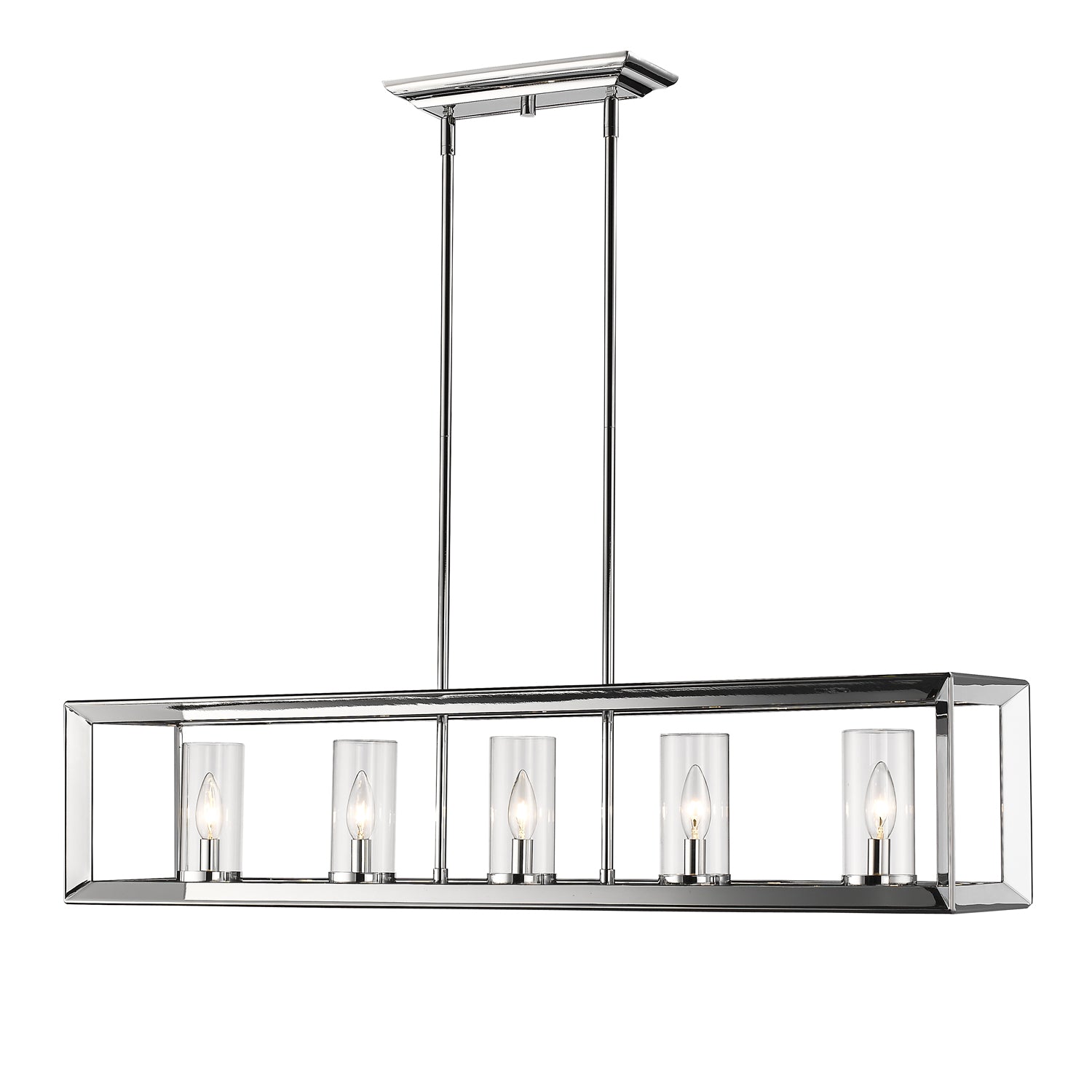 Smyth 5 Light Linear Pendant in Chrome with Clear Glass - Chrome / Clear Glass / Clear - Golden Lighting