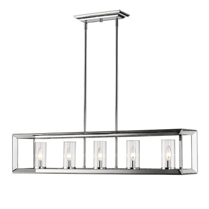 Smyth 5 Light Linear Pendant in Chrome with Clear Glass - Chrome / Clear Glass / Clear - Golden Lighting