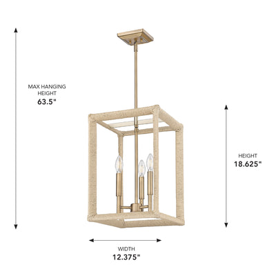Kimber 3-light Pendant in Modern Brass, alternate view - Golden Lighting