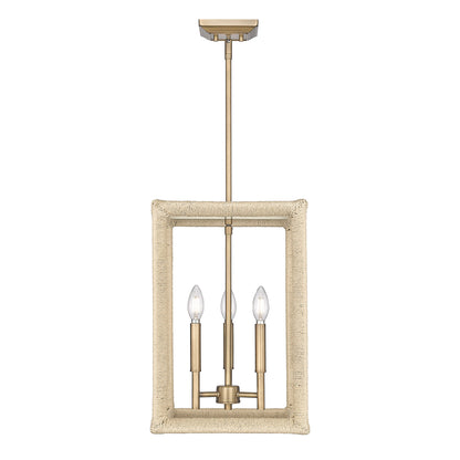 Kimber 3 Light Pendant in Modern Brass with Light Natural Rattan Accents - Modern Brass / No Shade / NA - Golden Lighting