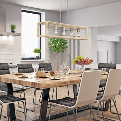 Kimber 5-light Island Light in Modern Brass