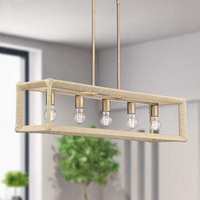 Kimber 5-light Island Light in Modern Brass