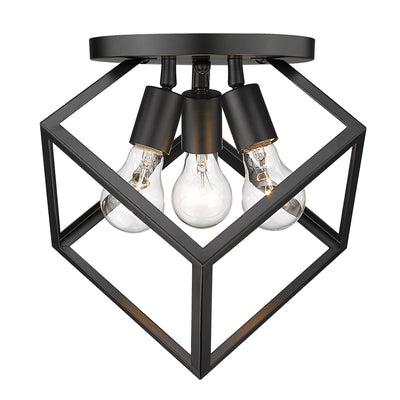 Golden Lighting Cassio 3-light Semi-Flush Mount in Matte Black - - Golden Lighting