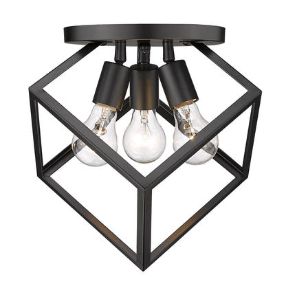 Cassio 3 Light Semi-Flush in Matte Black - Default Title - Golden Lighting
