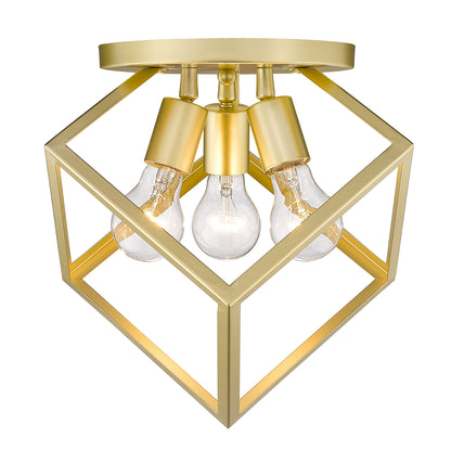 Cassio 3 Light Semi-Flush in Olympic Gold - Default Title - Golden Lighting