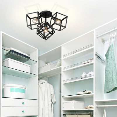 Golden Lighting Cassio 4-light Semi-Flush Mount in Matte Black - - Golden Lighting
