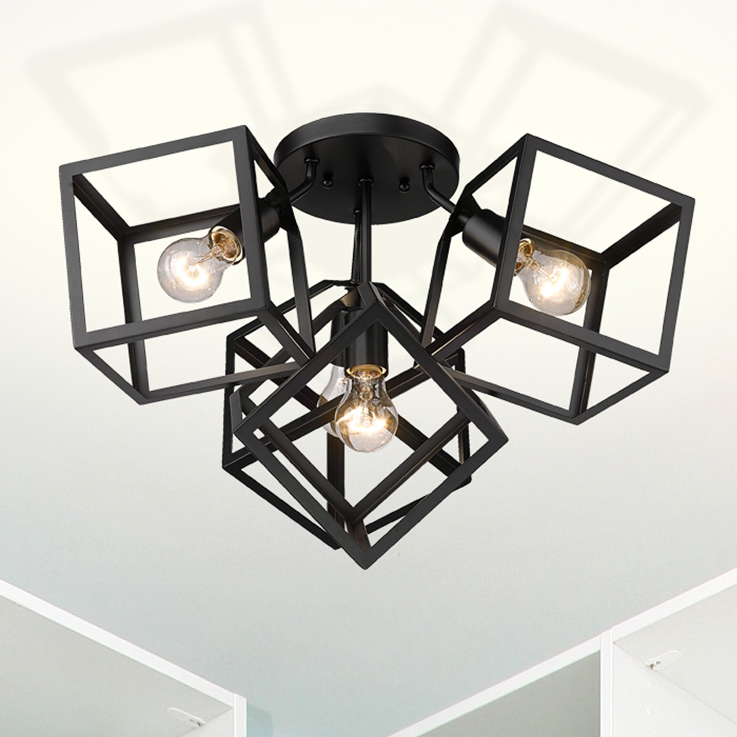 Golden Lighting Cassio 4-light Semi-Flush Mount in Matte Black - - Golden Lighting