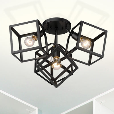 Golden Lighting Cassio 4-light Semi-Flush Mount in Matte Black - - Golden Lighting