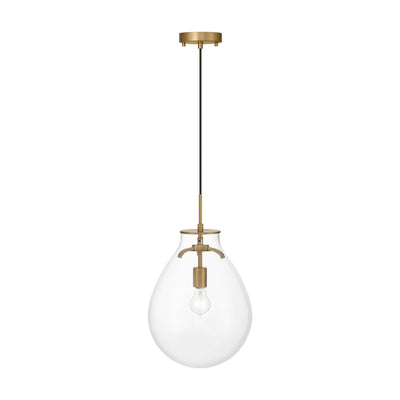Drop 1-light Pendant in Brushed Champagne Brass and Clear Glass, alternate view - Golden Lighting