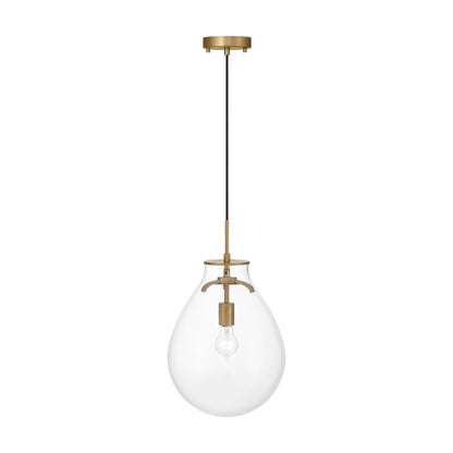 Drop 1-light Pendant in Brushed Champagne Brass and Clear Glass