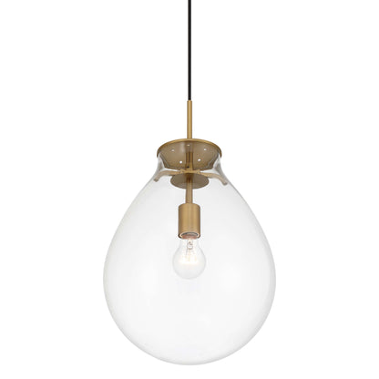 Drop 1-light Pendant in Brushed Champagne Brass and Clear Glass