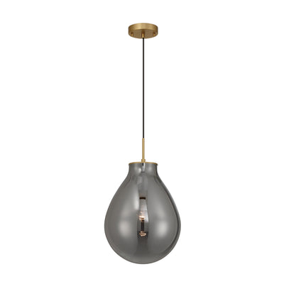 Drop 1-light Pendant in Brushed Champagne Brass and Smoke Plated Glass - Golden Lighting