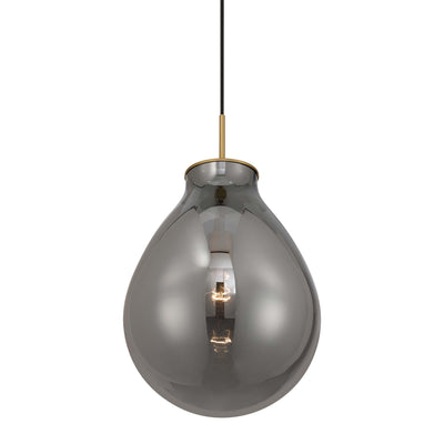 Drop 1-light Pendant in Brushed Champagne Brass and Smoke Plated Glass - Golden Lighting