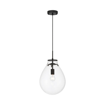 Drop 1-light Pendant in Matte Black and Clear Glass