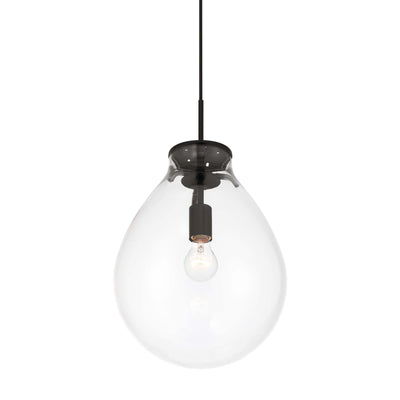 Drop 1-light Pendant in Matte Black and Clear Glass