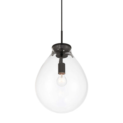 Drop 1-light Pendant in Matte Black and Clear Glass