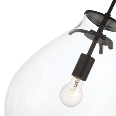 Drop 1-light Pendant in Matte Black and Clear Glass