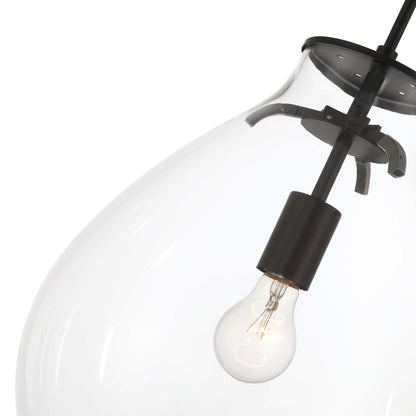 Drop 1-light Pendant in Matte Black and Clear Glass