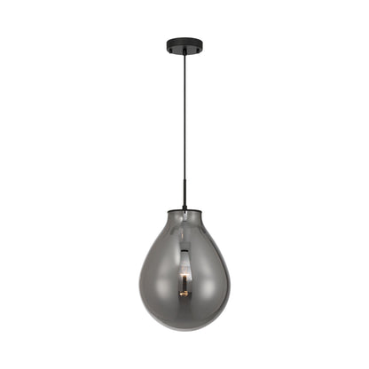 Drop 1-light Pendant in Matte Black and Smoke Plated Glass