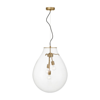 Drop 3-light Pendant in Brushed Champagne Brass and Clear Glass, alternate view - Golden Lighting