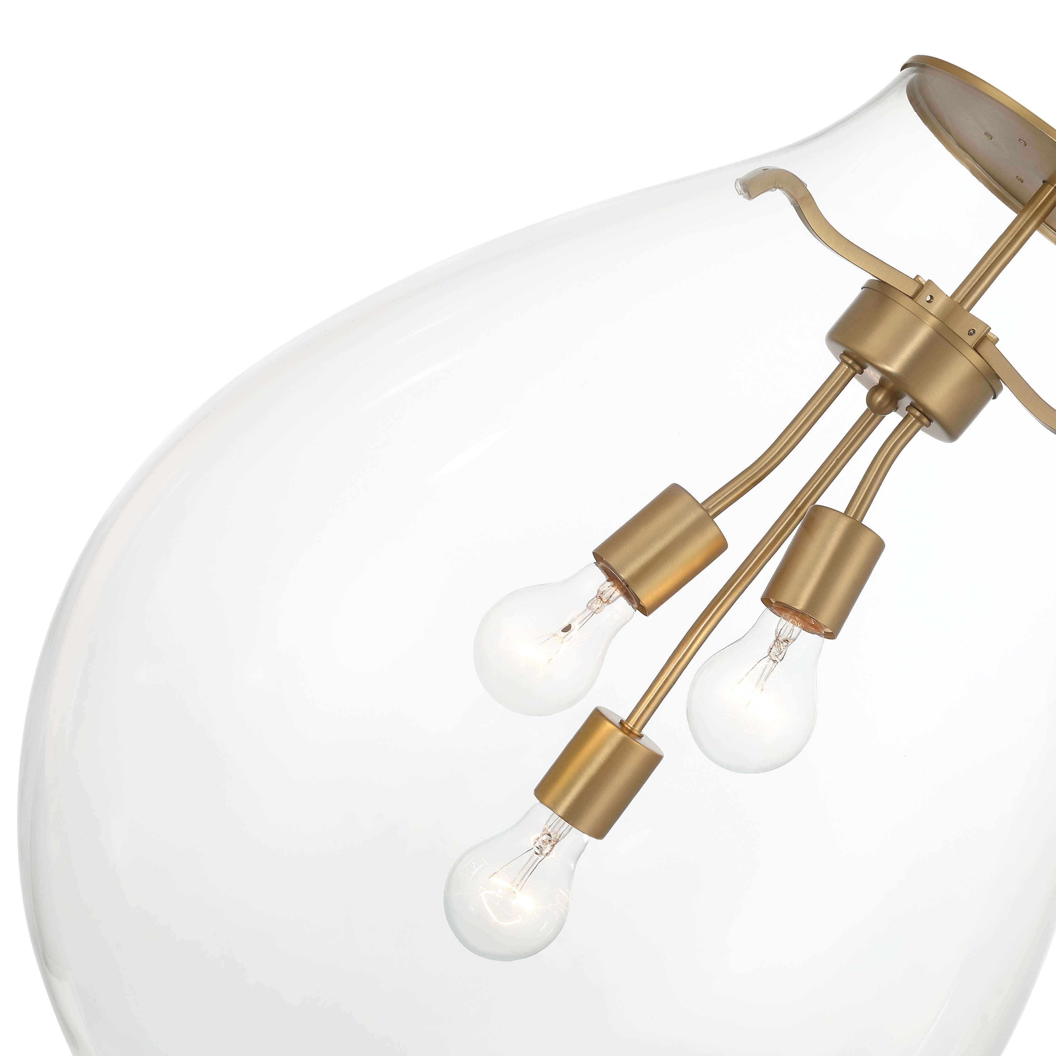 Drop 3-light Pendant in Brushed Champagne Brass and Clear Glass