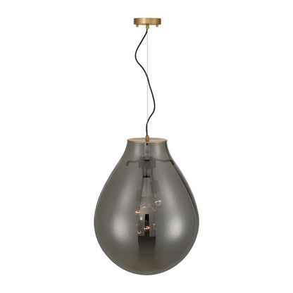 Drop 3-light Pendant in Brushed Champagne Brass and Smoke Plated Glass