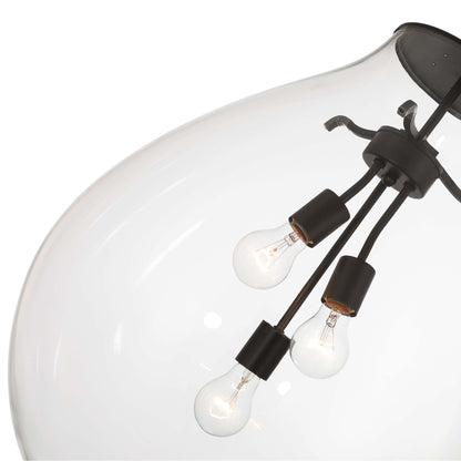 Drop 3-light Pendant in Matte Black and Clear Glass