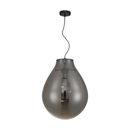 Drop 3-light Pendant in Matte Black and Smoke Plated Glass