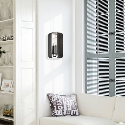Skye 1-light Wall Sconce in Natural Black, shown in a room setting - Golden Lighting