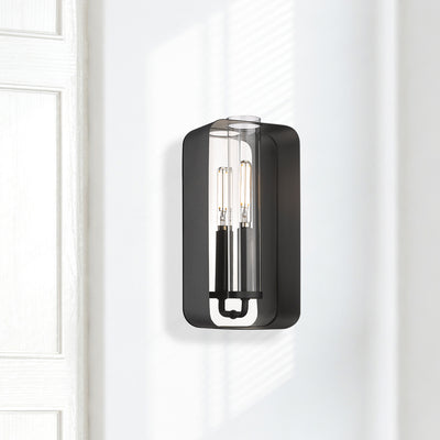 Skye 1-light Wall Sconce in Natural Black, room scene detail - Golden Lighting
