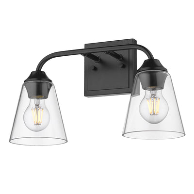 Golden Lighting Ormond 2-light Vanity in Matte Black - Default Title - Golden Lighting