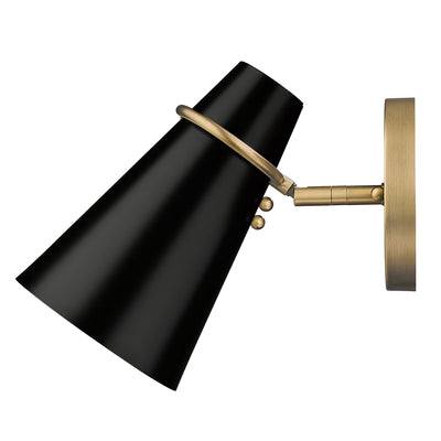 Golden Lighting Reeva 1-light Wall Sconce in Modern Brass and Matte Black shade - - Golden Lighting