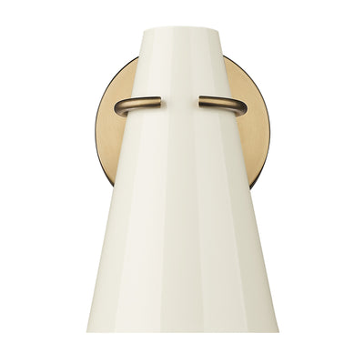 Golden Lighting Reeva 1-light Wall Sconce in Modern Brass and Glossy Ecru shade - - Golden Lighting
