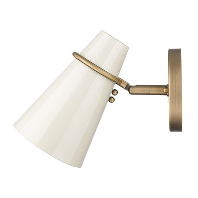 Golden Lighting Reeva 1-light Wall Sconce in Modern Brass and Glossy Ecru shade - - Golden Lighting