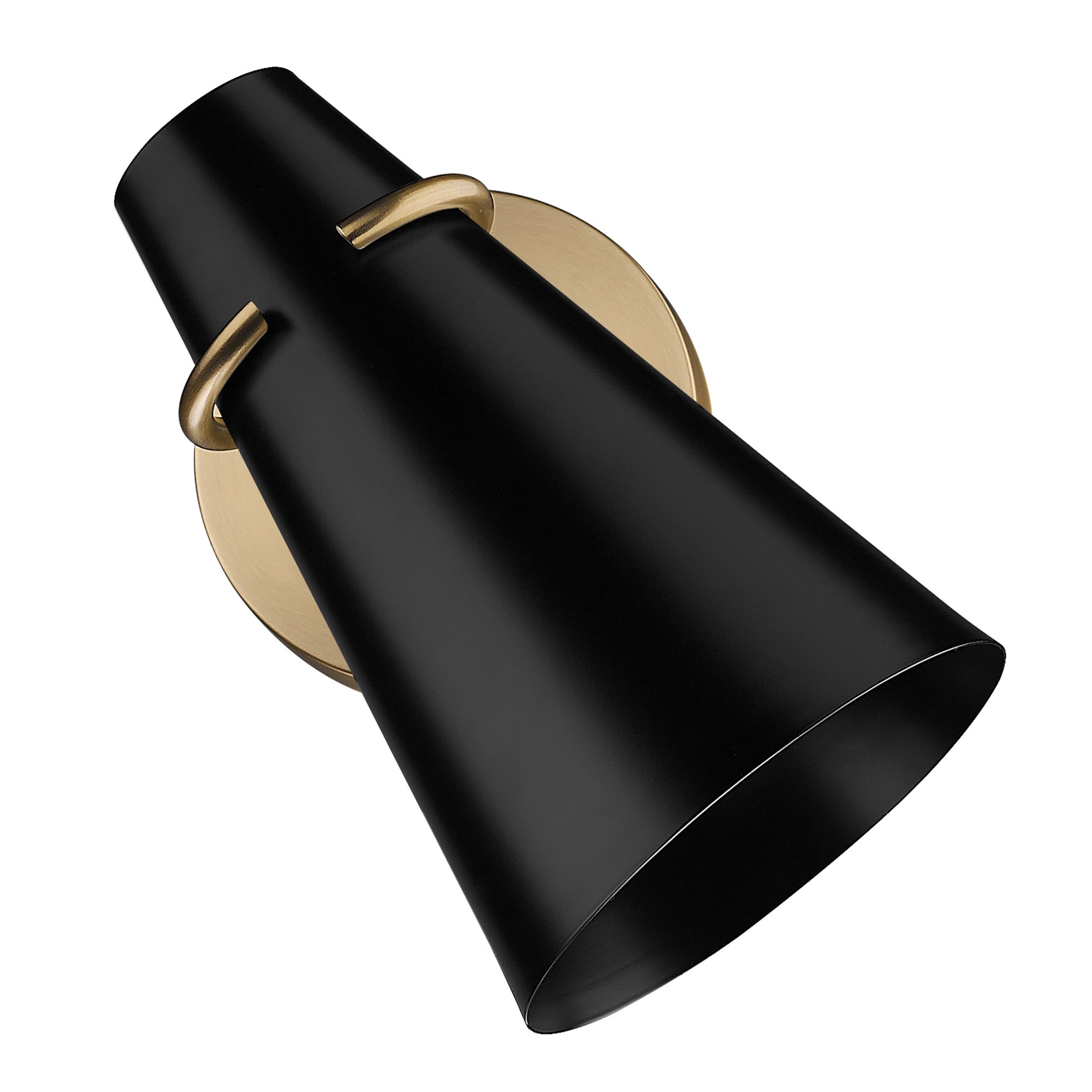 Reeva 1 Light Wall Sconce in Modern Brass with Matte Black Shade - - Golden Lighting