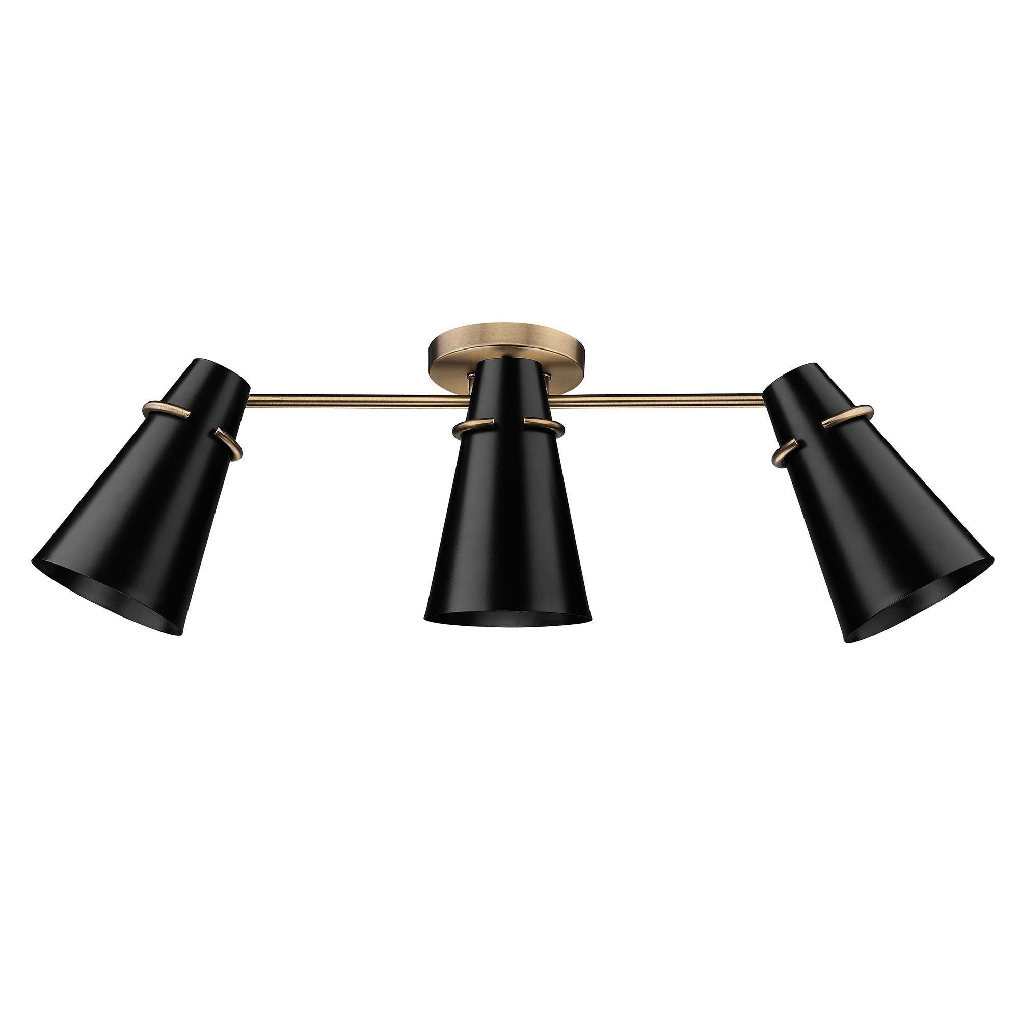 Golden Lighting Reeva 3-light Semi-Flush Mount in Modern Brass and Matte Black shade - - Golden Lighting