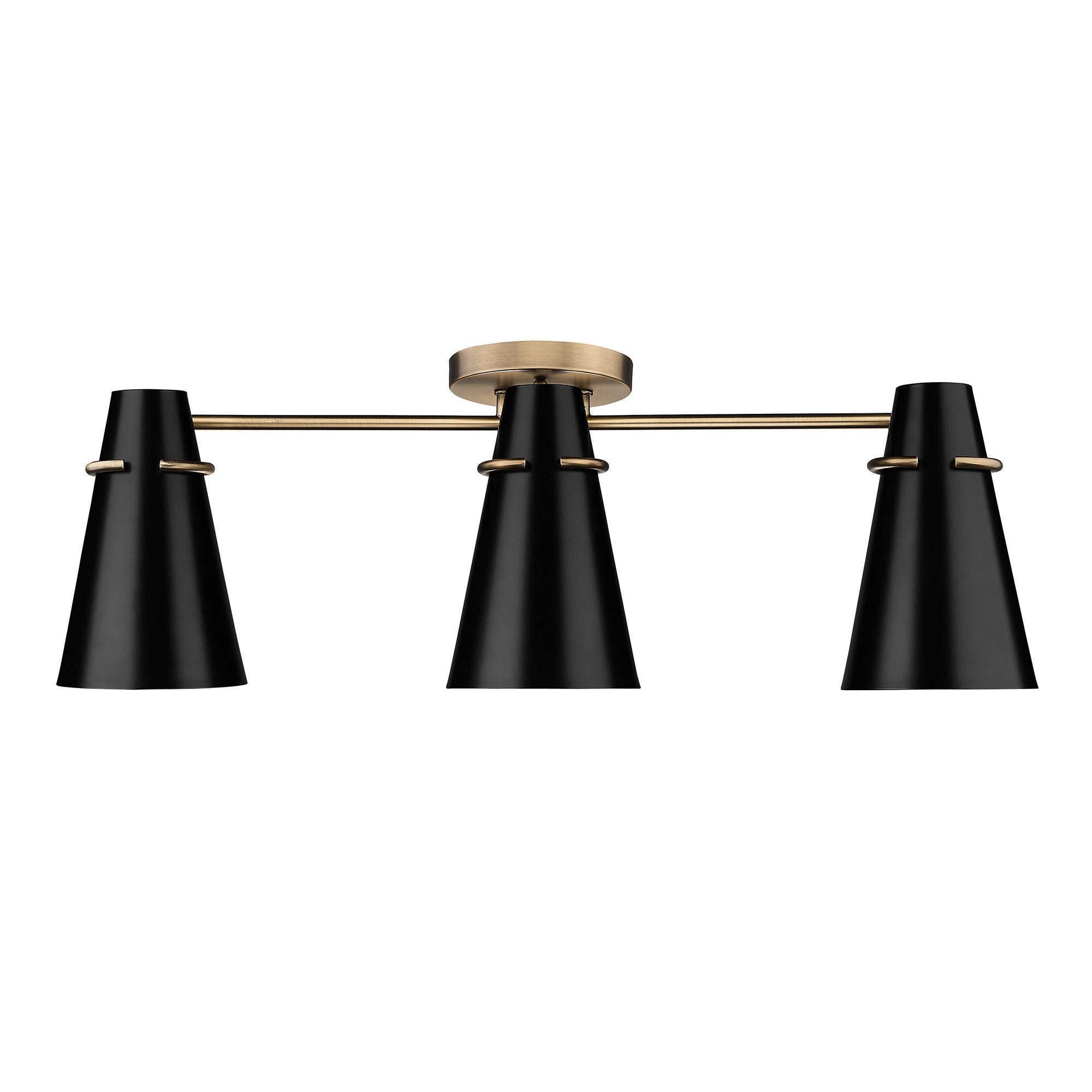 Golden Lighting Reeva 3-light Semi-Flush Mount in Modern Brass and Matte Black shade - - Golden Lighting