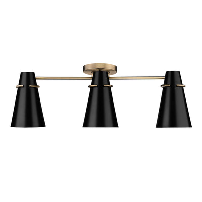 Golden Lighting Reeva 3-light Semi-Flush Mount in Modern Brass and Matte Black shade - - Golden Lighting
