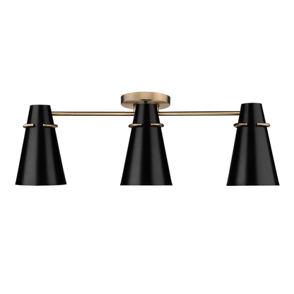 Golden Lighting Reeva 3-light Semi-Flush Mount in Modern Brass and Matte Black shade - - Golden Lighting