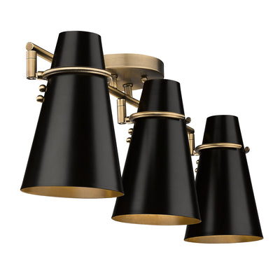 Golden Lighting Reeva 3-light Semi-Flush Mount in Modern Brass and Matte Black shade - - Golden Lighting