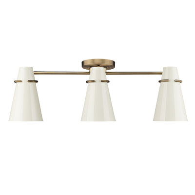 Golden Lighting Reeva 3-light Semi-Flush Mount in Modern Brass and Glossy Ecru shade - - Golden Lighting