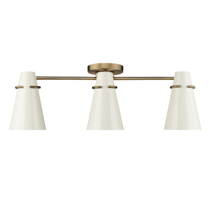Golden Lighting Reeva 3-light Semi-Flush Mount in Modern Brass and Glossy Ecru shade - - Golden Lighting