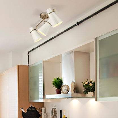 Reeva 3 Light Semi-Flush in Modern Brass with Glossy Ecru Shade - Default Title - Golden Lighting