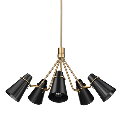 Golden Lighting Reeva 5-light Chandelier in Modern Brass and Matte Black shade - - Golden Lighting