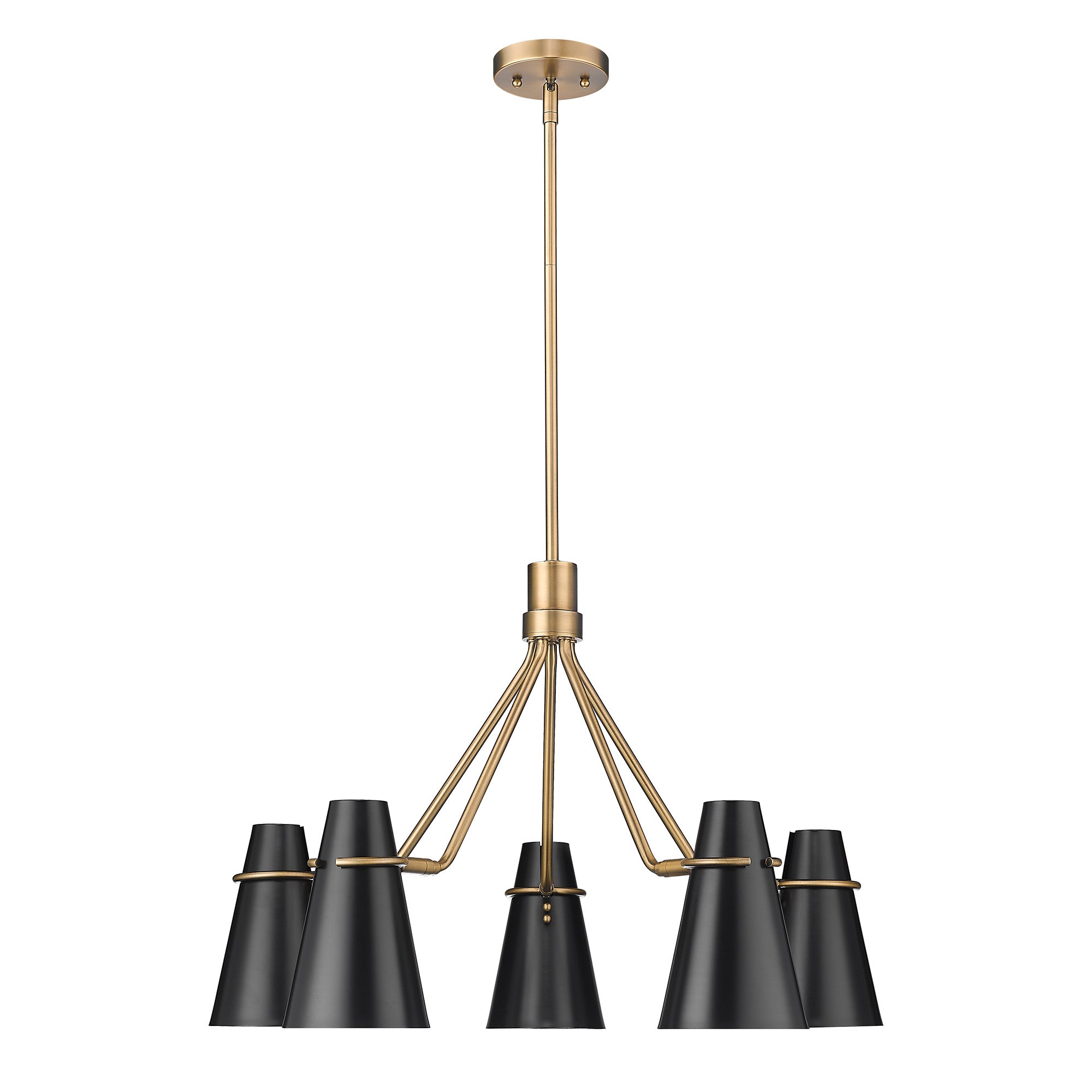 Golden Lighting Reeva 5-light Chandelier in Modern Brass and Matte Black shade - - Golden Lighting